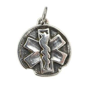 Sterling Silver Medical Alert Pendant Type II Diabetic Star of Life Charm